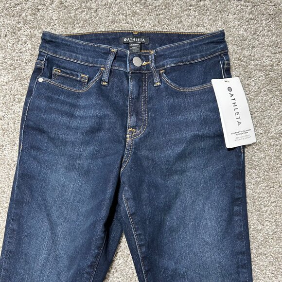Athleta Womens Sz 2P Sculptek Ultra Skinny Midnight Jeans, Dark Wash - Picture 3 of 12